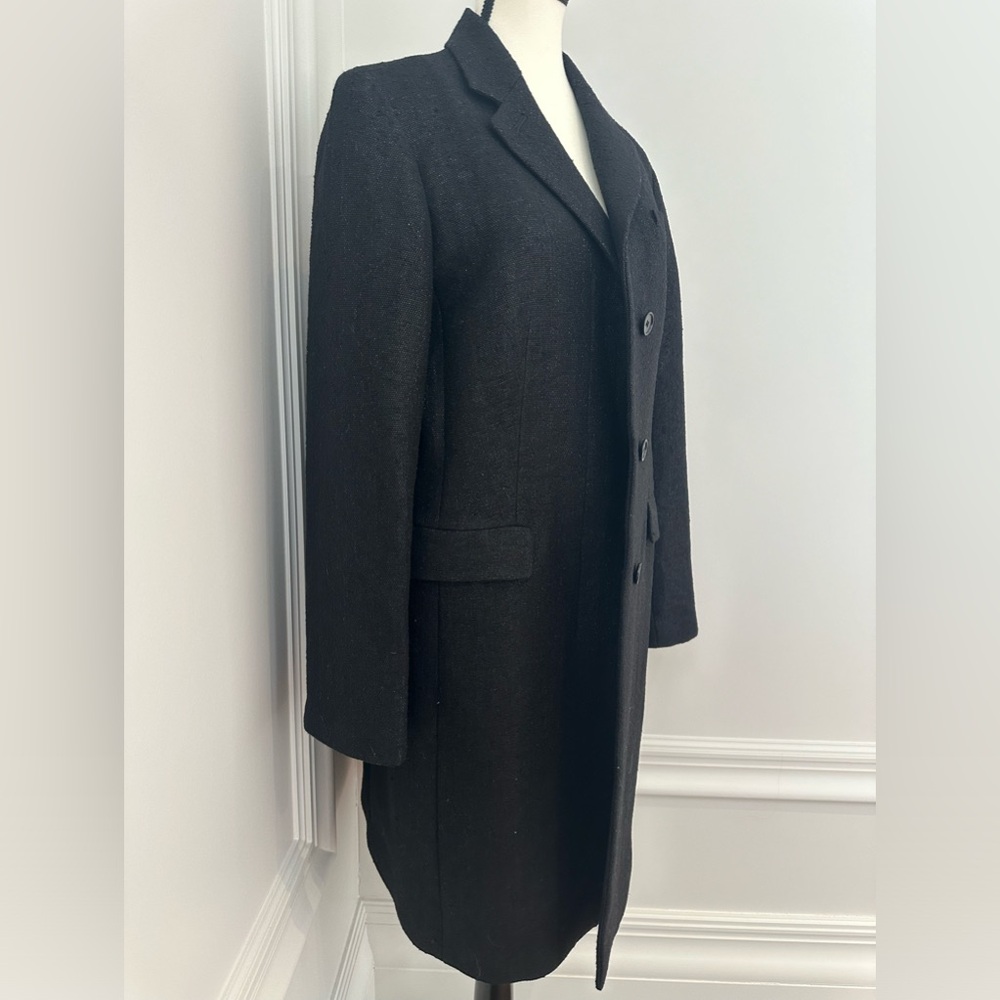 Talbots Black Elegant Wool Blend Shimmery Long Peacoat (Size 12) - Picture 4 of 9